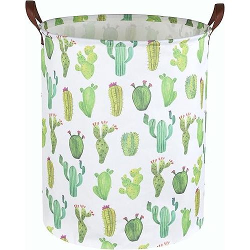Essme Baby Hamper,Nursery Laundry Basket,Kids Laundry Hamper,Cactus Hamper for Boys, Gift Baskets,Cactus Room Decor,Home Organizer (Green Cactus)
