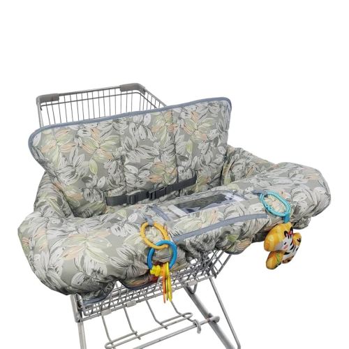 Shopping Cart Cover for Baby boy Girl, Multi-in-1 Cart Covers for Babies, Soft Padded Infant High Chair Cover, Machine Washable, Grocery cart seat Cushion Cover Grey Leaves