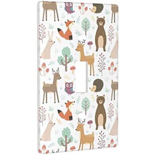 Fox And Bear Decorative Wall Plate Switch Plate Outlet Cover Single 1 Gang Toggle Light Switch Wall Plate Cover for Decor Room