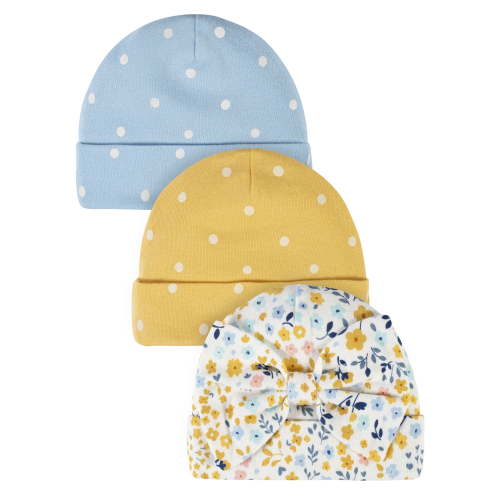 Gerber Baby Girl Caps, 3-Pack (Newborn - 0/6M)