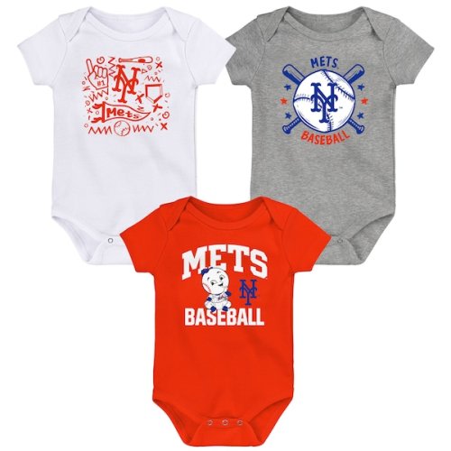 New York Mets Newborn Batter Up Three-Pack Bodysuit Set