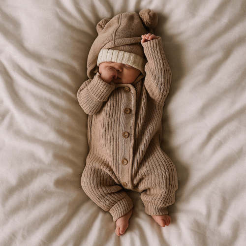 The Oak Cosy Cub Hooded Romper - 100% Cotton – cosycubco.