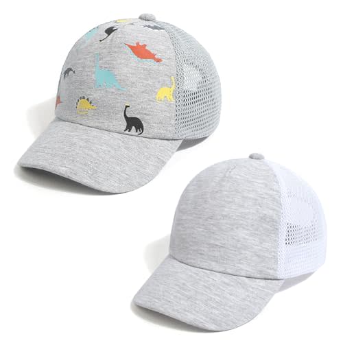 Duoyeree Toddler Baseball Cap Baby Cap Sun hat Print Dinosaur Pattern and Solid Color hat Kids boy Girl Age 0-8t