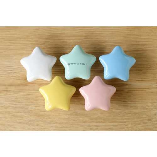 Star cabinet handles, ceramic star drawer handles hardware, custom engraved pink nursery  door pulls, mint blue drawer handles, dresser knob