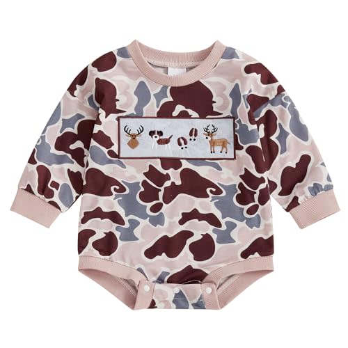Baby Boys Duck Hunting Clothes Long Sleeve Camoflage Sweatshirt Romper Infant Fall Winter Outfits