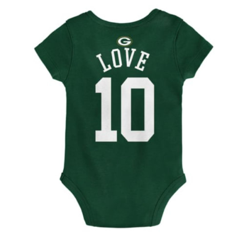 Green Bay Packers Newborn #10 Jordan Love Bodysuit at the Packers Pro Shop