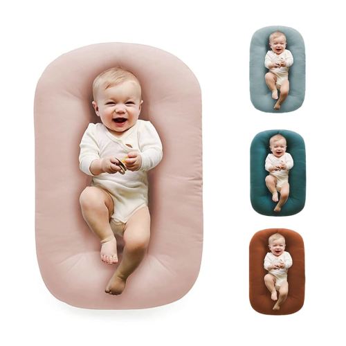Baby Lounger Pillow,Loevin Baby Lounger Pillow for Newborn Cosleeping for Baby in Bed,Newborn Lounger Baby Nest for Boys & Girls 0-12 Months-Pink