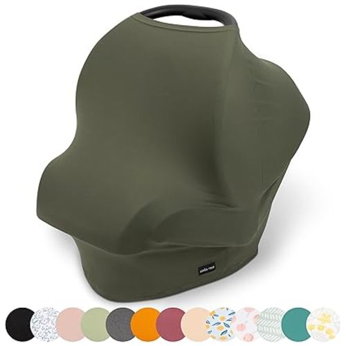 Simka Rose Car Seat Cover Baby & Nursing Cover Up for Breastfeeding – Breathable Multi-Use Privacy Nursing Canopy, Soft Stretchy Rayon Blend Carseat for Baby Boys & Girls – Moss