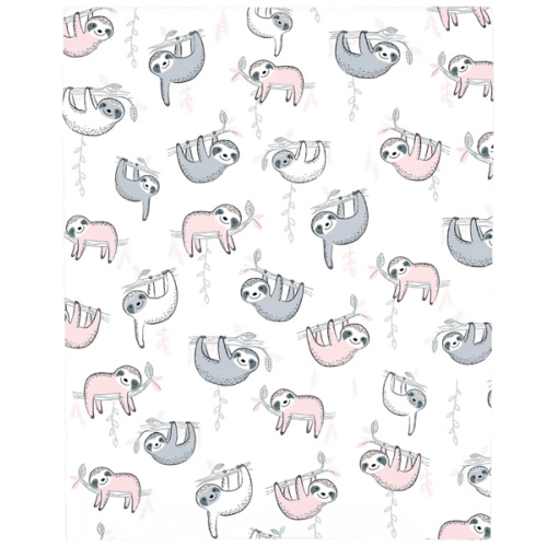 NoJo Super Soft Pink, Grey and White Sloth Fitted Crib Sheet – NoJo Baby