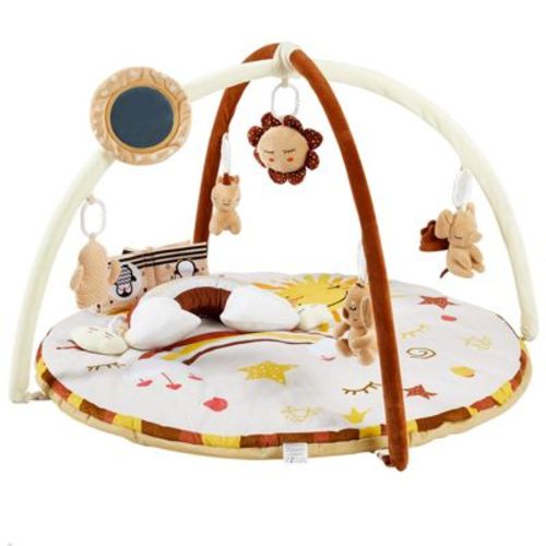 Baby Gym Play Mat, Baby Activity Center with 9 Detachable Toys for Stage Sensory&Motor Skills&Cognitive Development, Padded Tummy Time Mat Washable