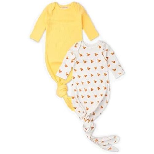 MONICA + ANDY Knot It Baby 2-pack Tie Gown, 100% Organic Baby Clothes for Boys & Girls, Sizes For Preemie, Newborn & Infant