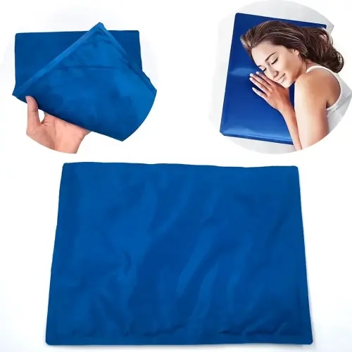 Reusable Gel Ice Pack for Sleeping, Injuries, Chill Pillow Cooling Pad, Relieve Headaches, Migraines, Fevers, Hot Flashes, Night Sweats, Perfect for Children, Adult, Pets, 15.5 * 11.8in (Blue)