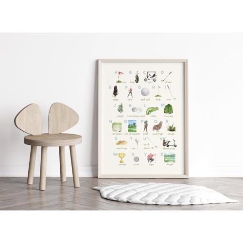 Golf Alphabet Nursery Print, Digital Download, Golf Wall Art, Golf Gift, Golf Nursery, Digital Print, Boys Room, Kids Room, Nursery Art
