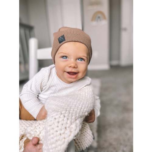 Best Seller Tan Ribbed Knit Hipster Slouchy Beanie /