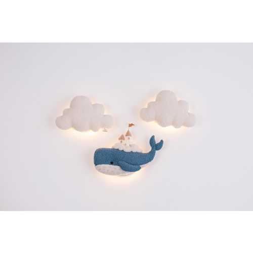 Whale Nursery Wall Light Set, Cloud Night Lights for Baby Room, Ocean Nursery Decor