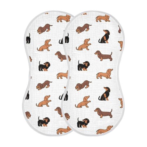 Muslin Baby Burp Cloths Set of 1, Soft Absorbent Cute Dogs Dachshunds Muslin Washcloths, Bibs, Face Towel for Newborn Boys Girls, 22 x 11 Inch