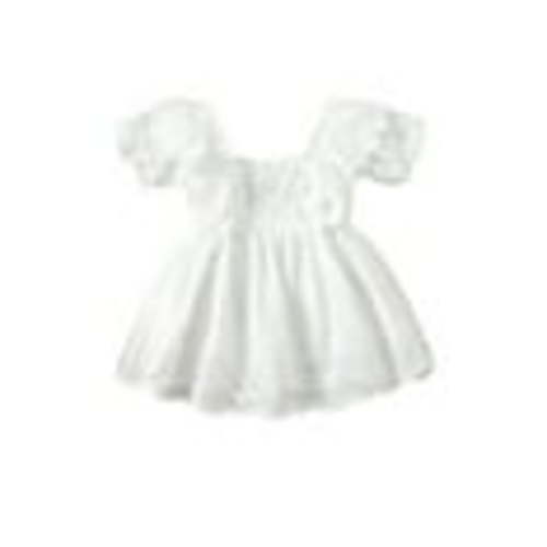 Suanret Newborn Baby Girls Lace Dress Ruffle Short Sleeve Hollow Out Backless Princess Sweet Tutu Dresses Wedding Sundress White 0-3 Months