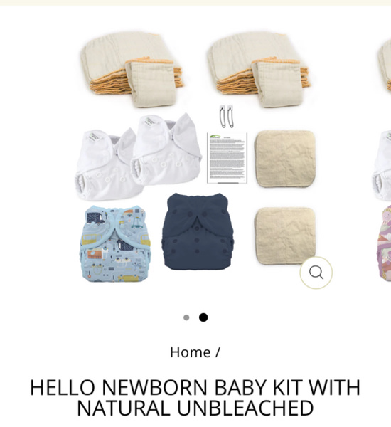Hello Baby - Cloth Diapering Kit for newborns with natural cotton diapers and baby wipes