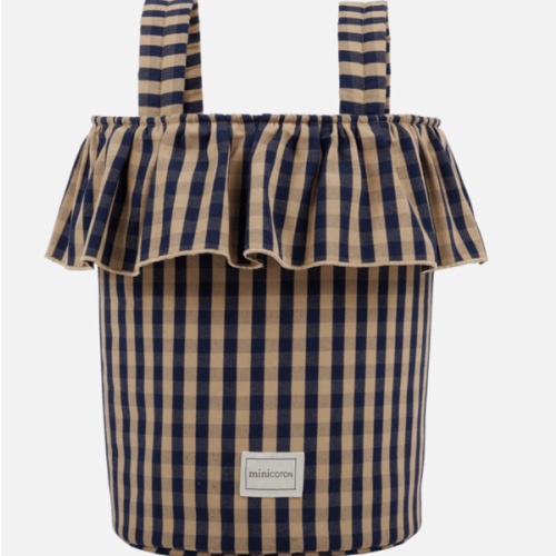 Vichy Basket - Navy + Caramel · Minicoton
