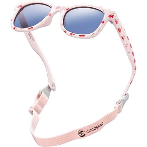 COCOSAND Flexible Polarized Baby Sunglasses with Strap UV Protection for Toddler Infant Girl Boy Age 0-24 Months