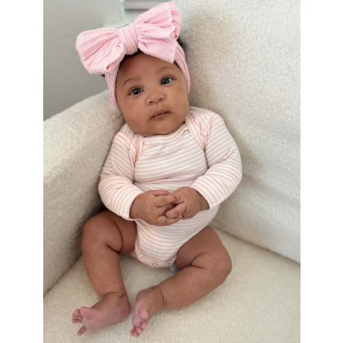 Pink Stripe / Organic Ribbed Long Sleeve Bodysuit