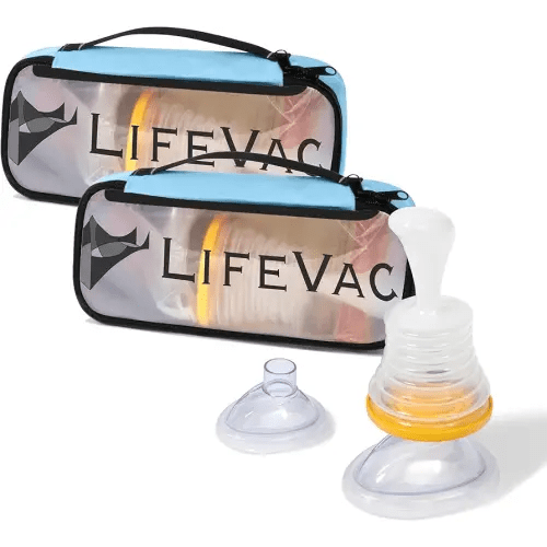 LifeVac Blue Travel Kit 2 Pack - Portable Suction Rescue Device, First Aid Kit for Kids and Adults, Portable Airway Suction Device for Children and Adults