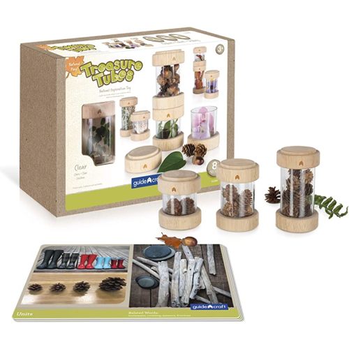 Guidecraft Treasure Tubes Clear: Observation Stacking Acrylic Tubes with Transparent Window, Kids' Sensory Exploration Toy