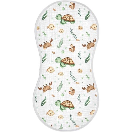 Watercolor Underwater Sea Turtles Muslin Burp Cloth for Baby Washcloths Cotton Burping Rags 22 x 11 in Soft and Absorbent Newborn Face Towels 4 Pack