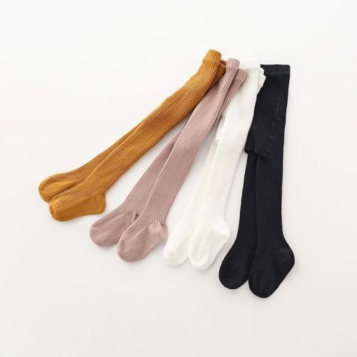 CECORC Baby Girls Tights Toddler Cable Knit Leggings Infants Stockings 3 Pack Pantyhose 1-10T - 4 Pack (Black+white+lightpink+ginger) - 0-12 Months