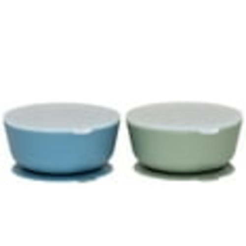 WeeSprout Suction Bowls for Baby & Toddlers (Set of 2) - 100% Silicone w/ Plastic Lid