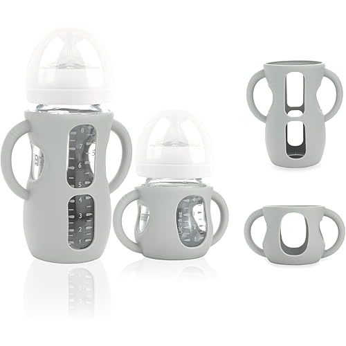 2-Pack Silicone Sleeves for Philips Avent Glass Bottles, BPA-Free Drop-Resistant Baby Bottle Sleeves with Handles, Compatible with Philips Avent Natural Glass Baby Bottles (4 & 8 oz)