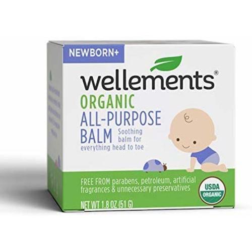 Wellements Organic All Purpose Balm, 1.8 Fl Oz, Soothing Head to Toe Balm for Infants and Toddlers, Free from Dyes, Parabens, Preservatives