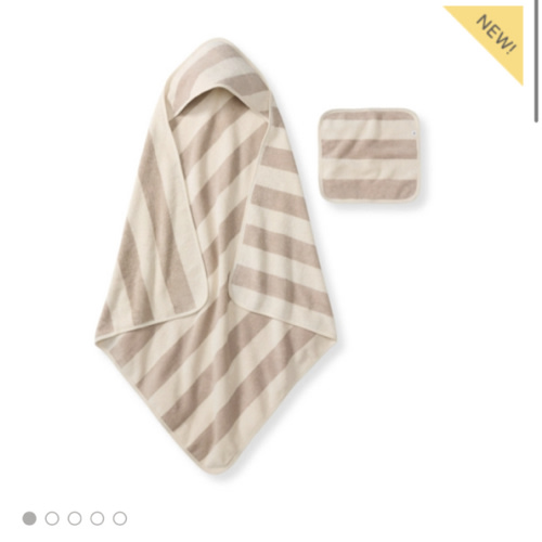 Organic Cotton Rugby Stripe Woven Terry Towel Oat