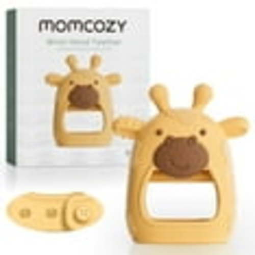 Momcozy Silicone Baby Teether Giraffe Yellow, Teething Relief Toys for Infant 0-12 Months, 1 Count