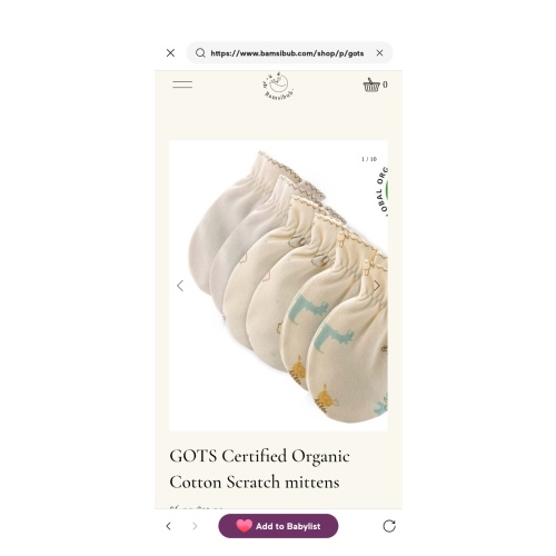 Bamsibub- GOTS certified Organic Cotton scratch mittens newborn baby. Gentle for delicate skin — Bamsibub®