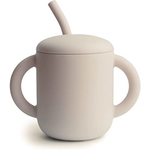 mushie 100% Silicone Training Cup & Straw for Toddlers | 6 Months+ (Shifting Sand)