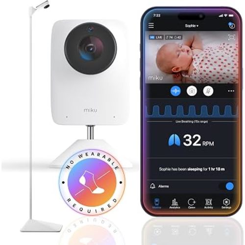 Miku AI Baby Monitor with App and Camera, Live Sleep Data, No Wearable
