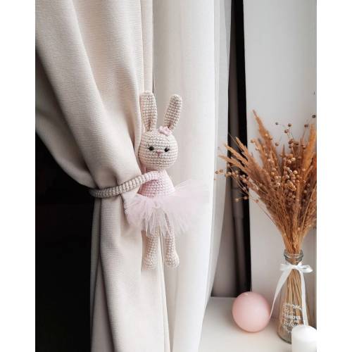 Ballerina bunny curtain tieback Rabbit tie back Nursery animal curtain tie back Bunny tie back Bunny nursery decor Nursery tieback