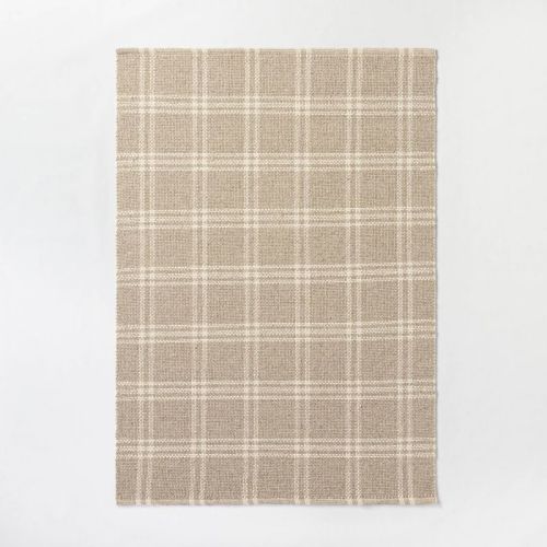 5'x7' Cottonwood Handwoven Plaid Wool/cotton Area Rug Cream/tan - Threshold™ Designed With Studio Mcgee: 5x7 Flat Pile Indoor Rug