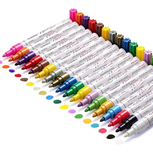 TFIVE Paint Markers - Waterproof Quick Dry Permanent, Works on Almost Anything - Oil-Based Paint Pens for Rock, Metal, Wood, Plastic, Canvas, Glass, Mugs & Craft - 18 Colors