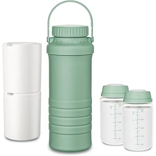 Portable Breast Milk Cooler Bottle - 22oz Breastmilk Chiller for Outdoor Travel Mom, Keeps Milk Fresh Cooling for 24 Hours, Breastfeeding Essentials with 2pcs Bottle for Breastmilk Storage