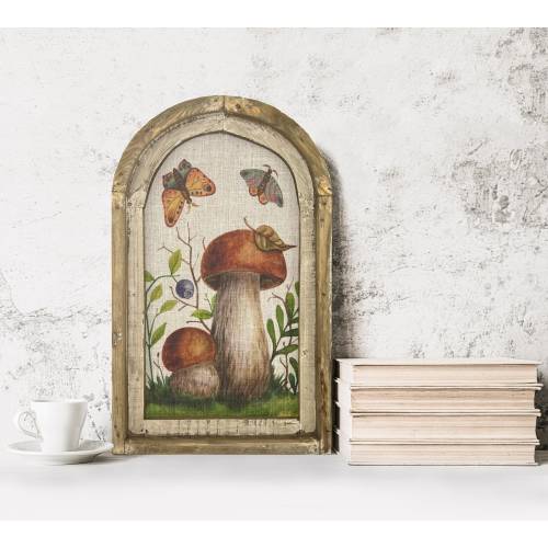 RUSTIC BROWN FRAME |
Mushrooms Wall Decor | 14” x 22” | Handmade Eclectic Wall Art | Linen & Wood Wall Hanging | Fairy Forest | Woodland Wall Art | Butterfly