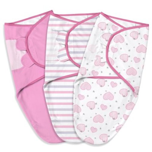 Gllquen Baby Swaddle Blankets for Baby Boy Girl, 0-3 Months Infant Swaddling Sleep Sack, 3 Pack Wrap Set, Newborn Adjustable Swaddle,Pink