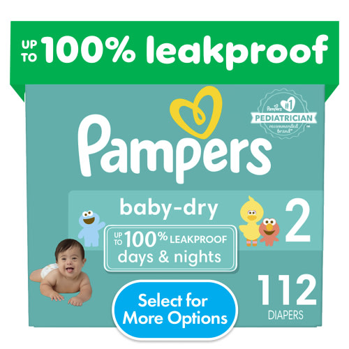 Pampers Baby Dry Baby Diapers Size 2, 112 Count (Select for More Options)