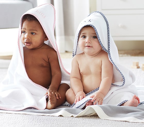 Gingham Baby Hooded Towels | Pottery Barn Kids - Aria