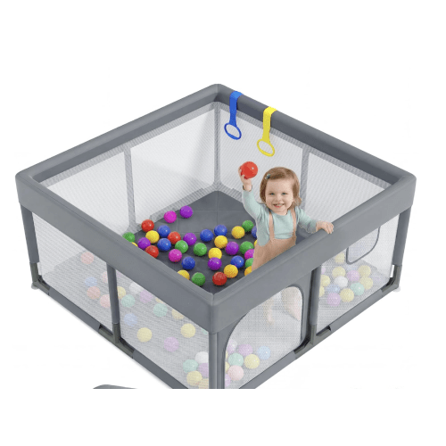 Dripex Baby Playpen, 47"x47" Play Pen for Babies, Light Grey