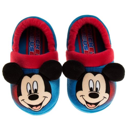 Disney Boys’ Mickey Mouse Cozy Plush Fuzzy Non-Slip Non-Skid Slippers for Boys (Toddler/Little Kid)