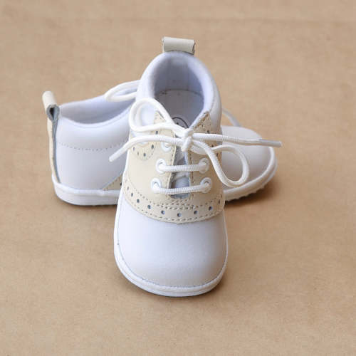 Angel Baby Boys Beige Leather Lace Up Saddle Oxford Shoe – Petit Foot