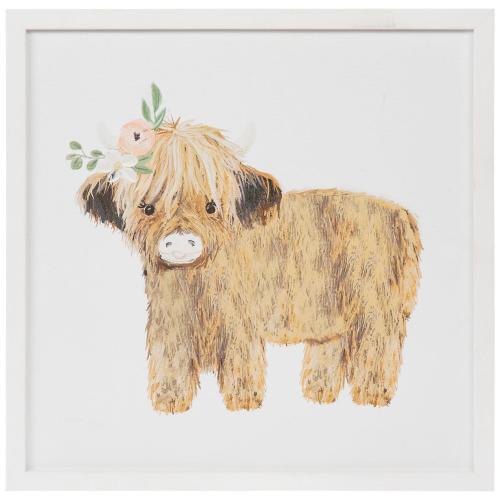 Sweet Highland Calf Framed Canvas Wall Decor
