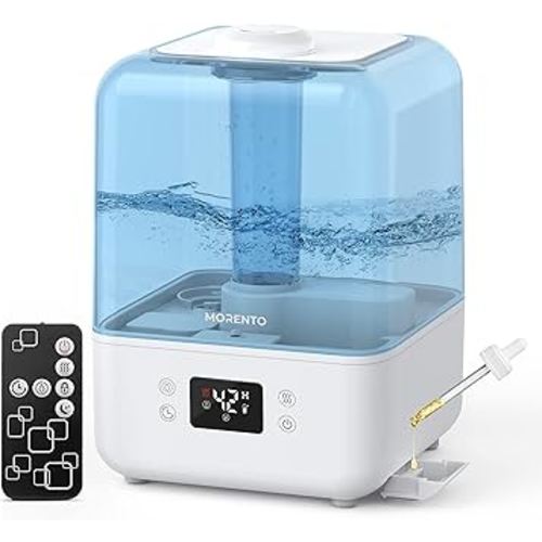 MORENTO Humidifiers for Bedroom, 4.5L Top Fill Humidifiers for Large Room, Cool Mist Humidifiers for Home, Auto Shut-Off, Humidity Setting, Last up to 50Hrs with Night Light, White, 1 Pack